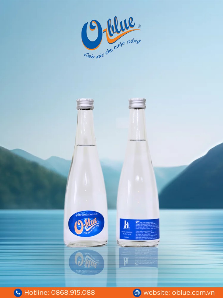Nước tinh khiết O-Blue chai thủy tinh