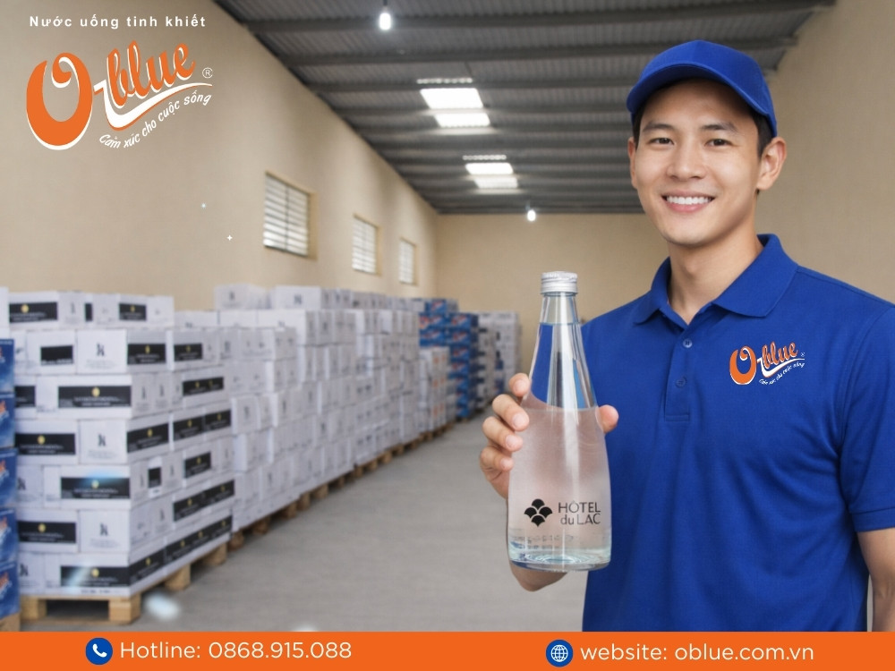 Nước tinh khiết O-Blue chai thủy tinh